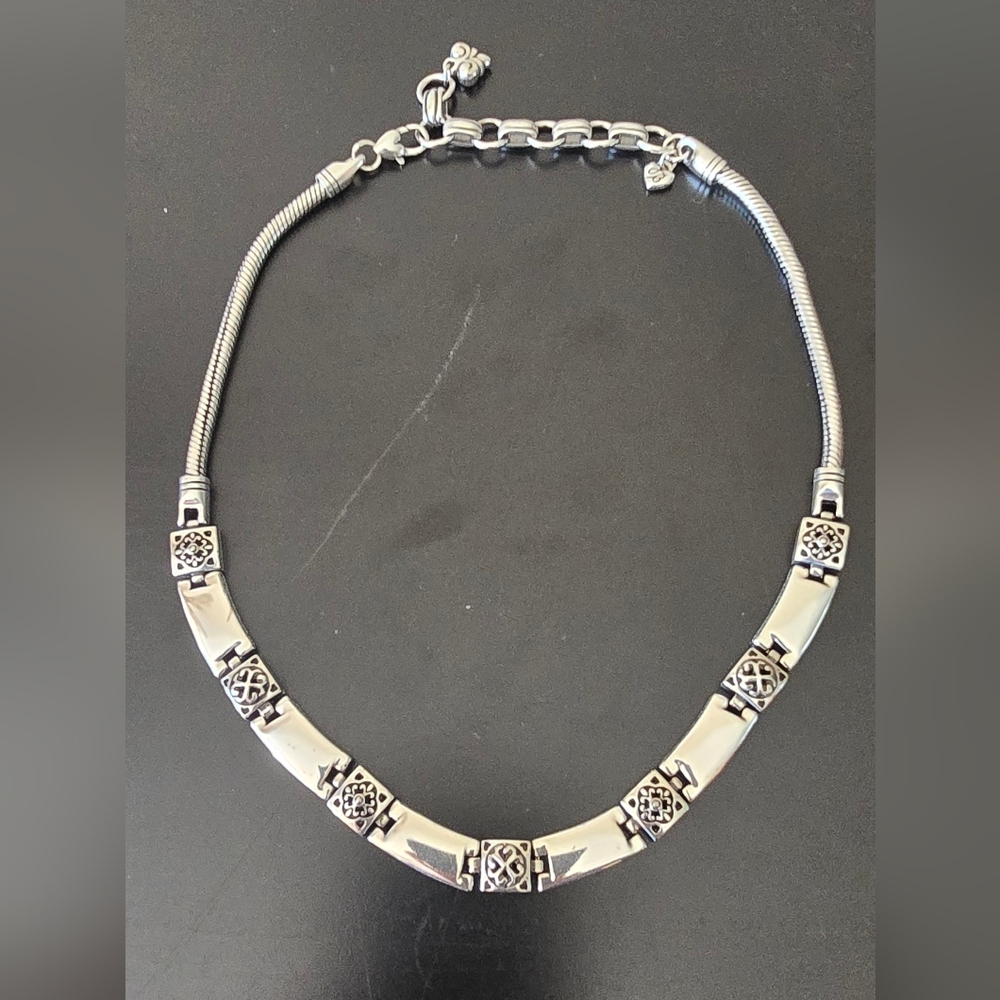 Vintage Brighton Tribeca Silver Plated Rectangular Bar Link Necklace.